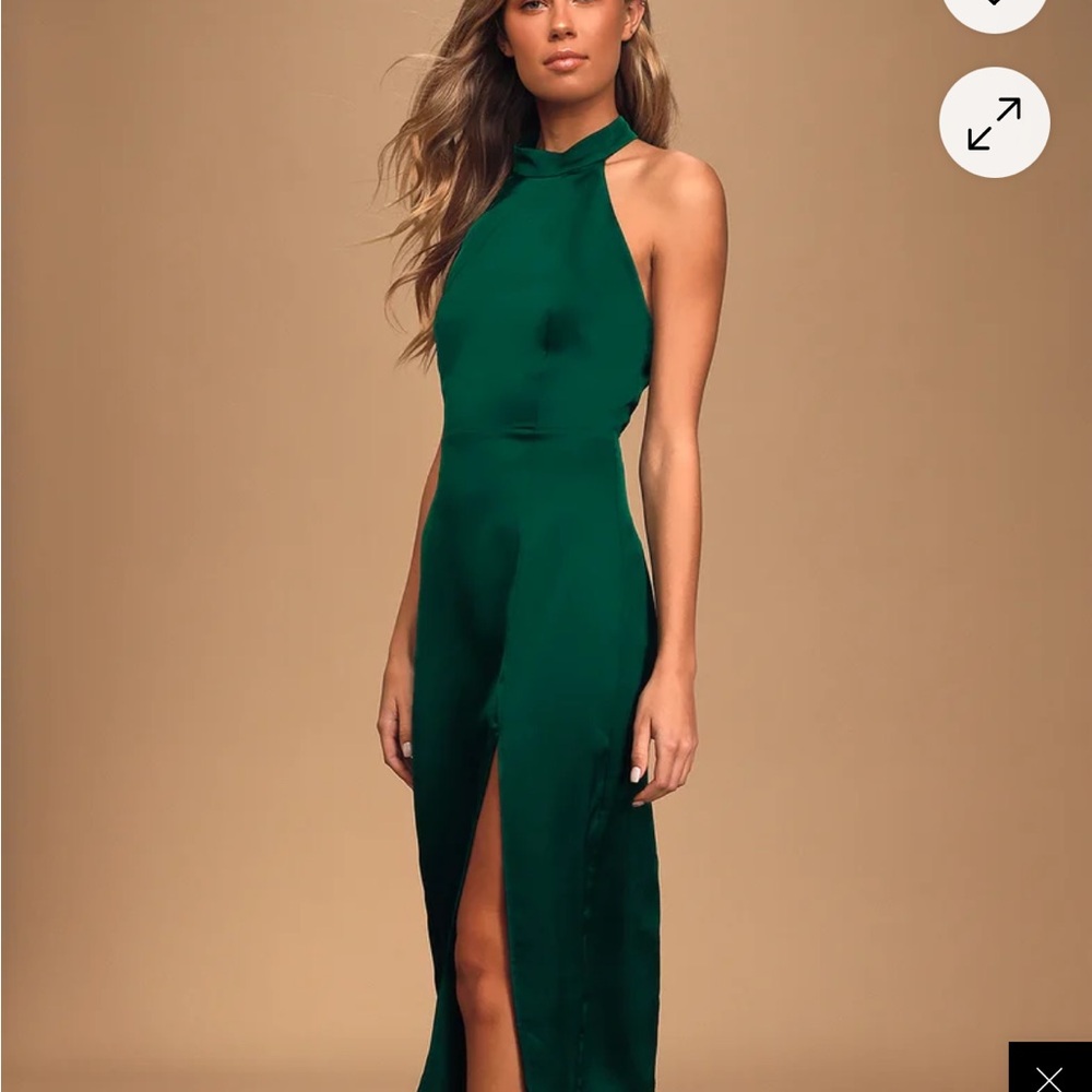 Lulus Perfectly Polished Forest Green Halter Midi Dress - size large
